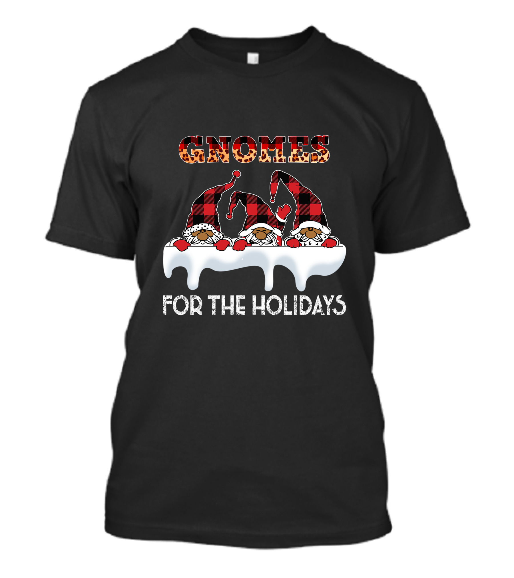 Gnomes For The Holidays Plaid Hat Christmas Cheer T-Shirt
