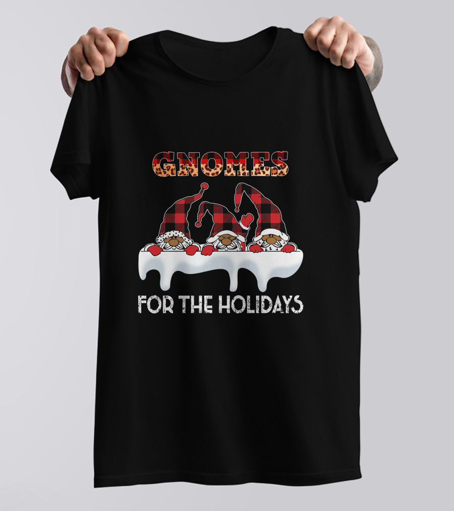 Gnomes For The Holidays Plaid Hat Christmas Cheer T-Shirt