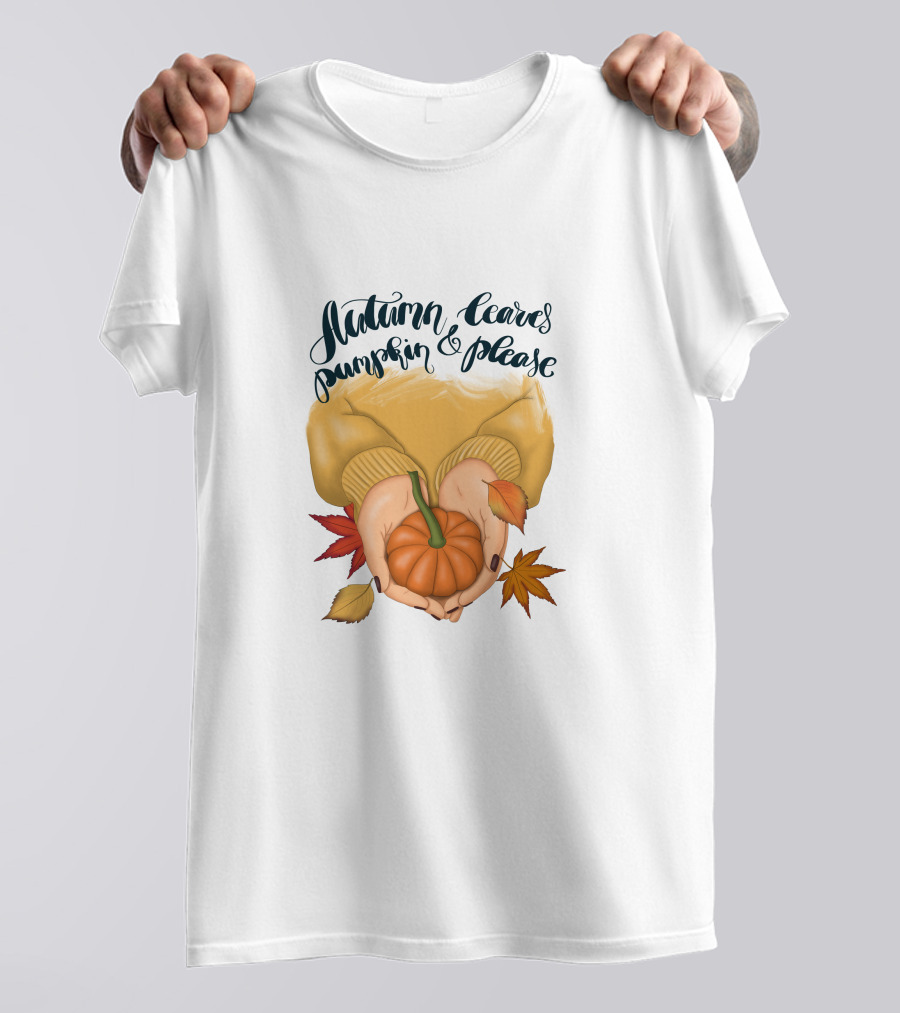 Autumn Leaves Pumpkin Please Cozy Fall Vibes T-Shirt