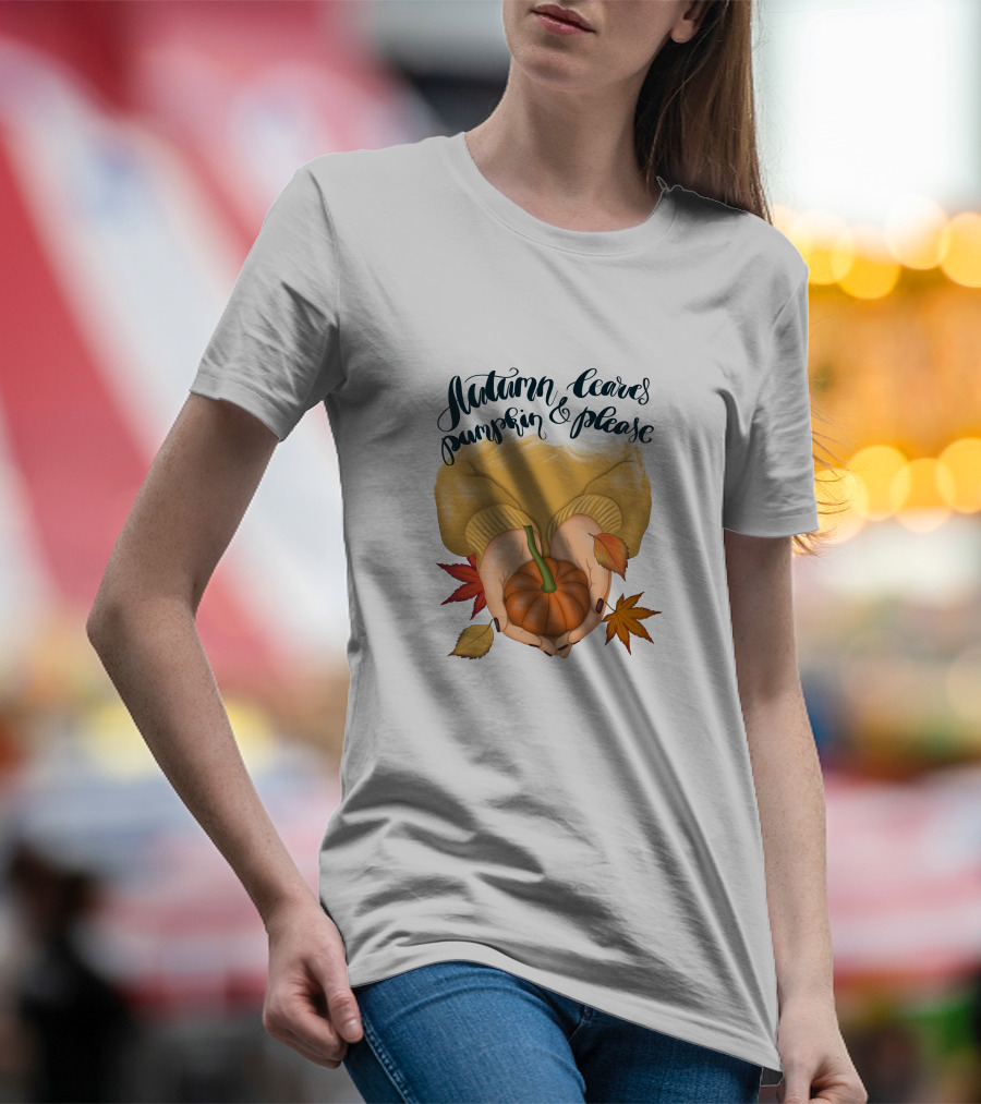 Autumn Leaves Pumpkin Please Cozy Fall Vibes T-Shirt