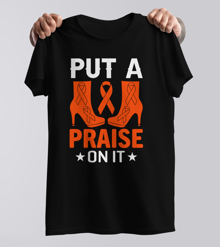 PUT A PRAISE ON IT Orange Ribbon High Heels T-Shirt