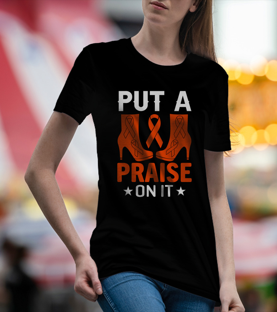 PUT A PRAISE ON IT Orange Ribbon High Heels T-Shirt