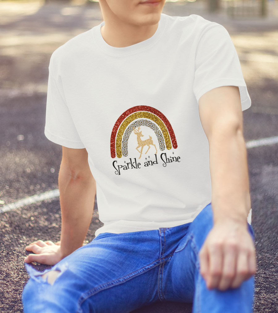 Sparkle And Shine Reindeer Rainbow T-Shirt
