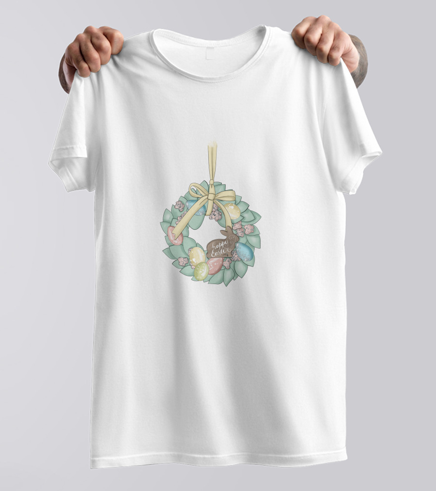Happy Easter Wreath Bunny T-Shirt
