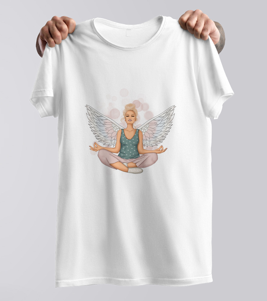 Blonde Angel Yoga Mindfulness Meditation Practice T-Shirt