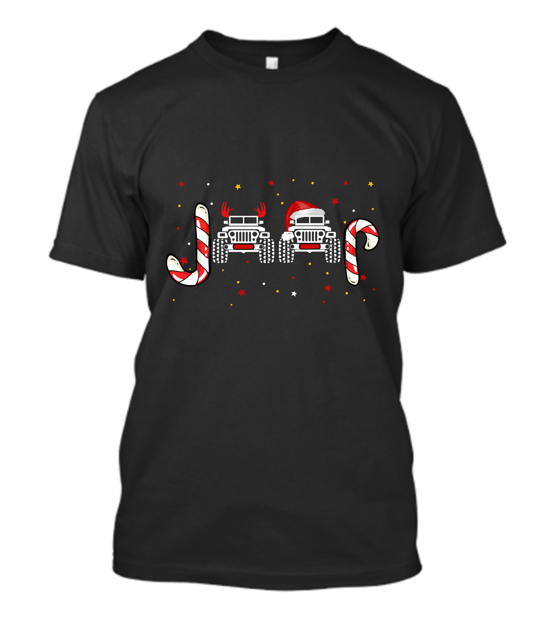 Jeep Christmas Candy Cane Reindeer Antlers Santa Hat T-Shirt
