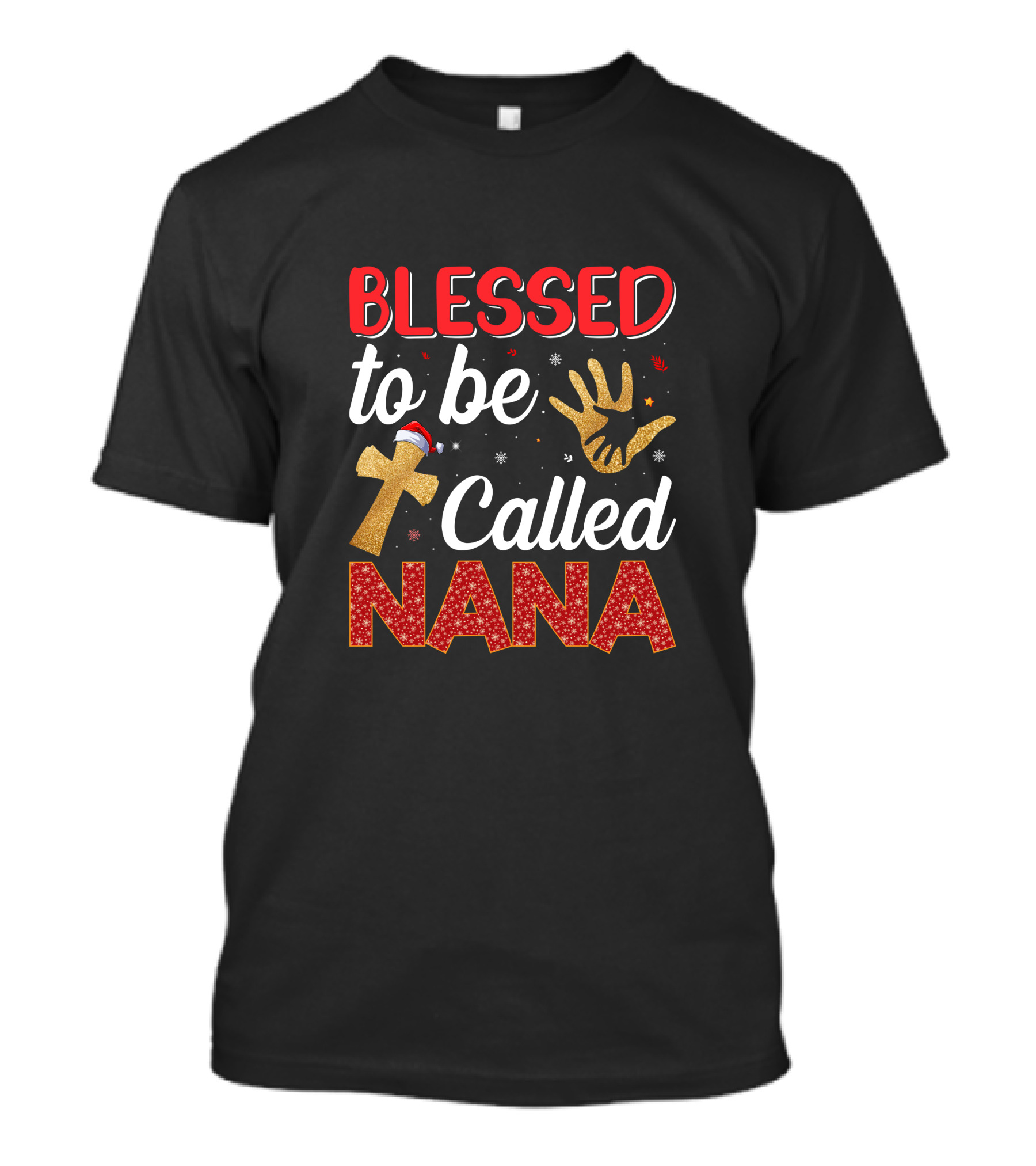 Blessed To Be Called Nana With Christmas Cross And Handprint Elements T-Shirt