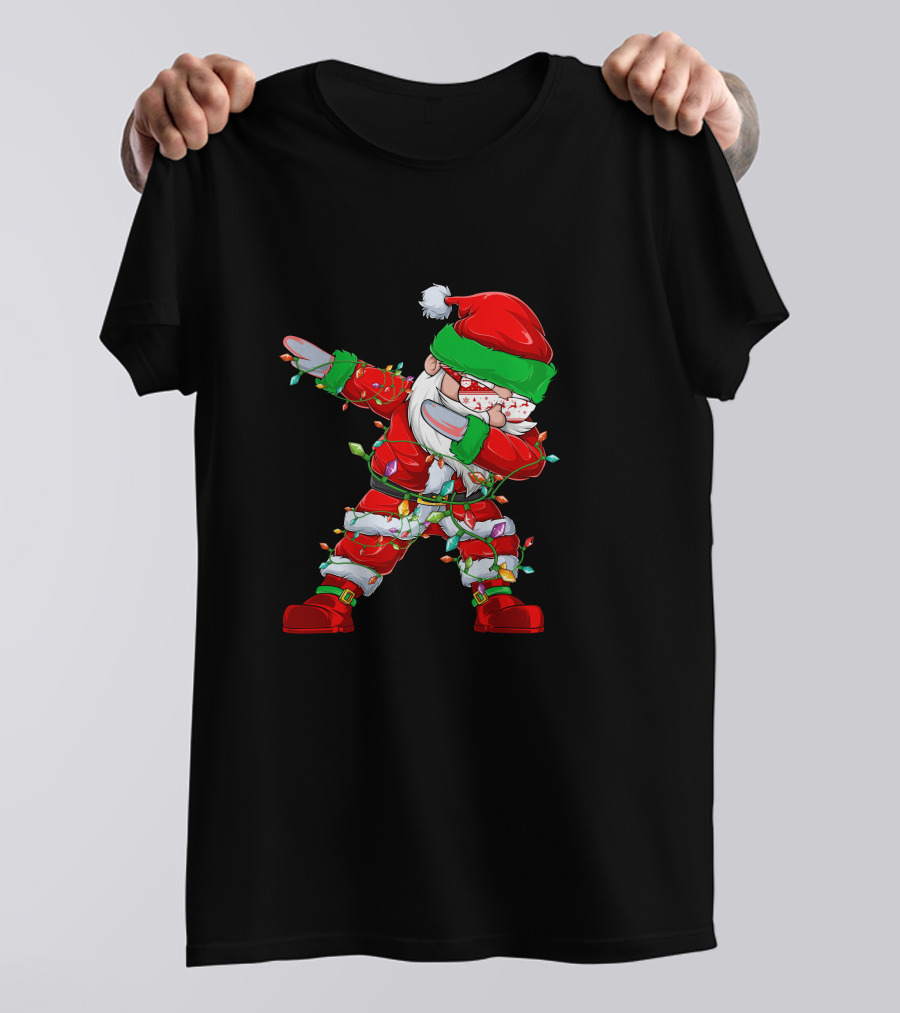 Dabbing Santa Wrapped In Christmas Lights T-Shirt