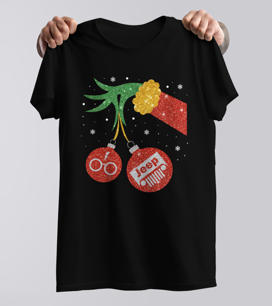 Jeep Grinch Hand Christmas Ornament Harry Glasses T-Shirt