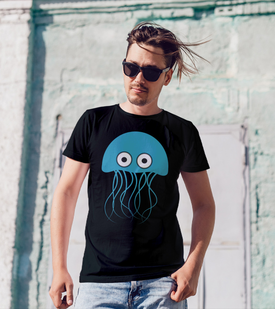 Cartoon Jellyfish Blue Eyes T-Shirt
