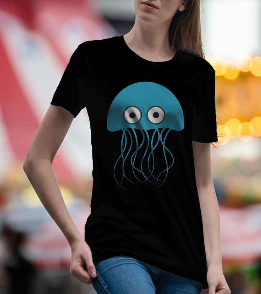 Cartoon Jellyfish Blue Eyes T-Shirt