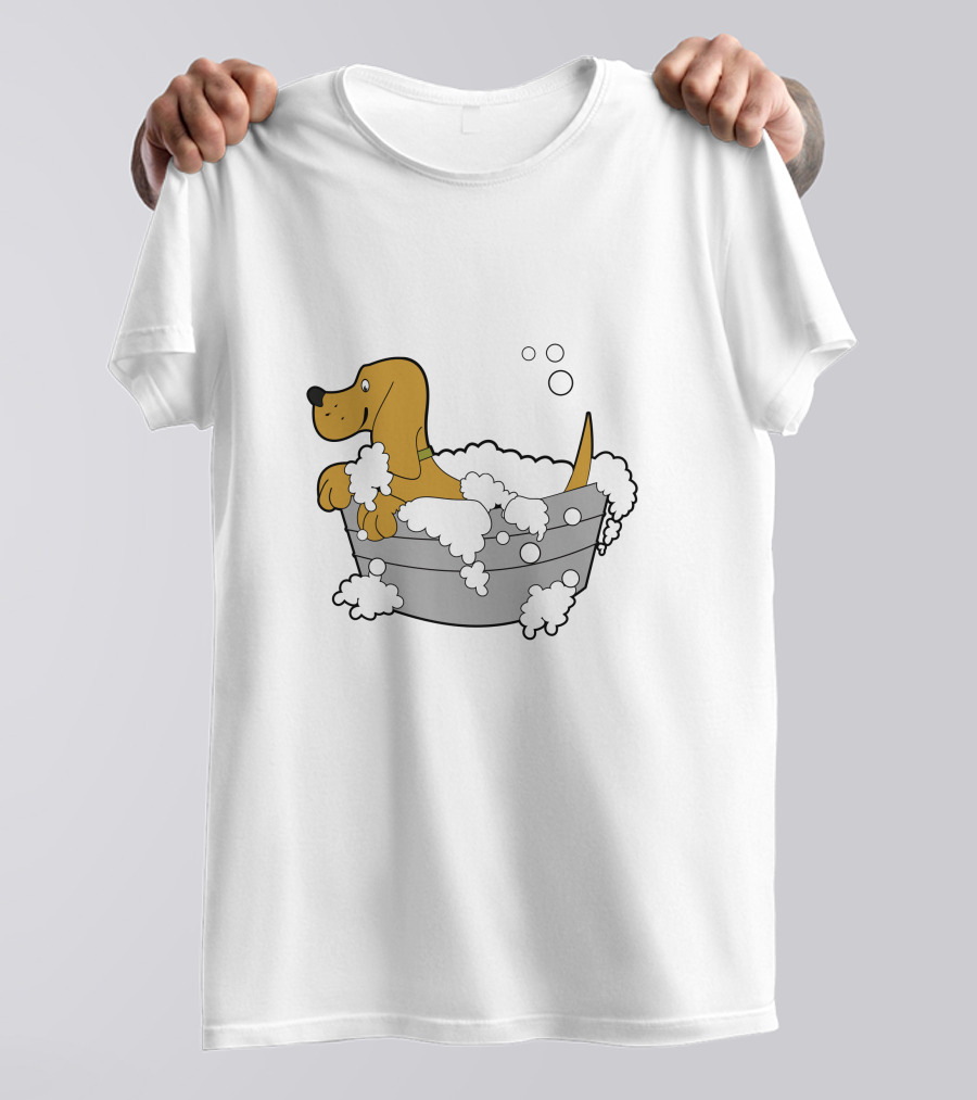Bath Time Puppy In Bubble Tub Cartoon T-Shirt