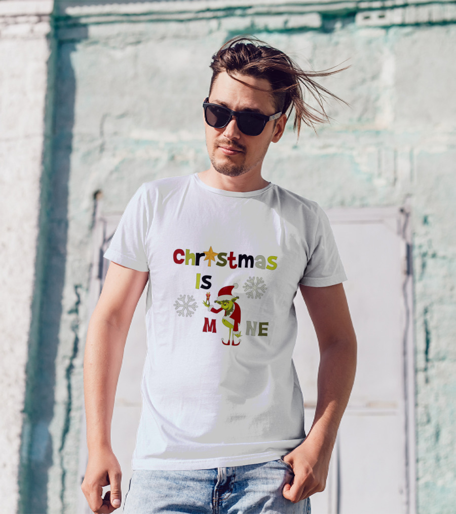 Christmas Is Mine Grinch Santa Snowflakes T-Shirt