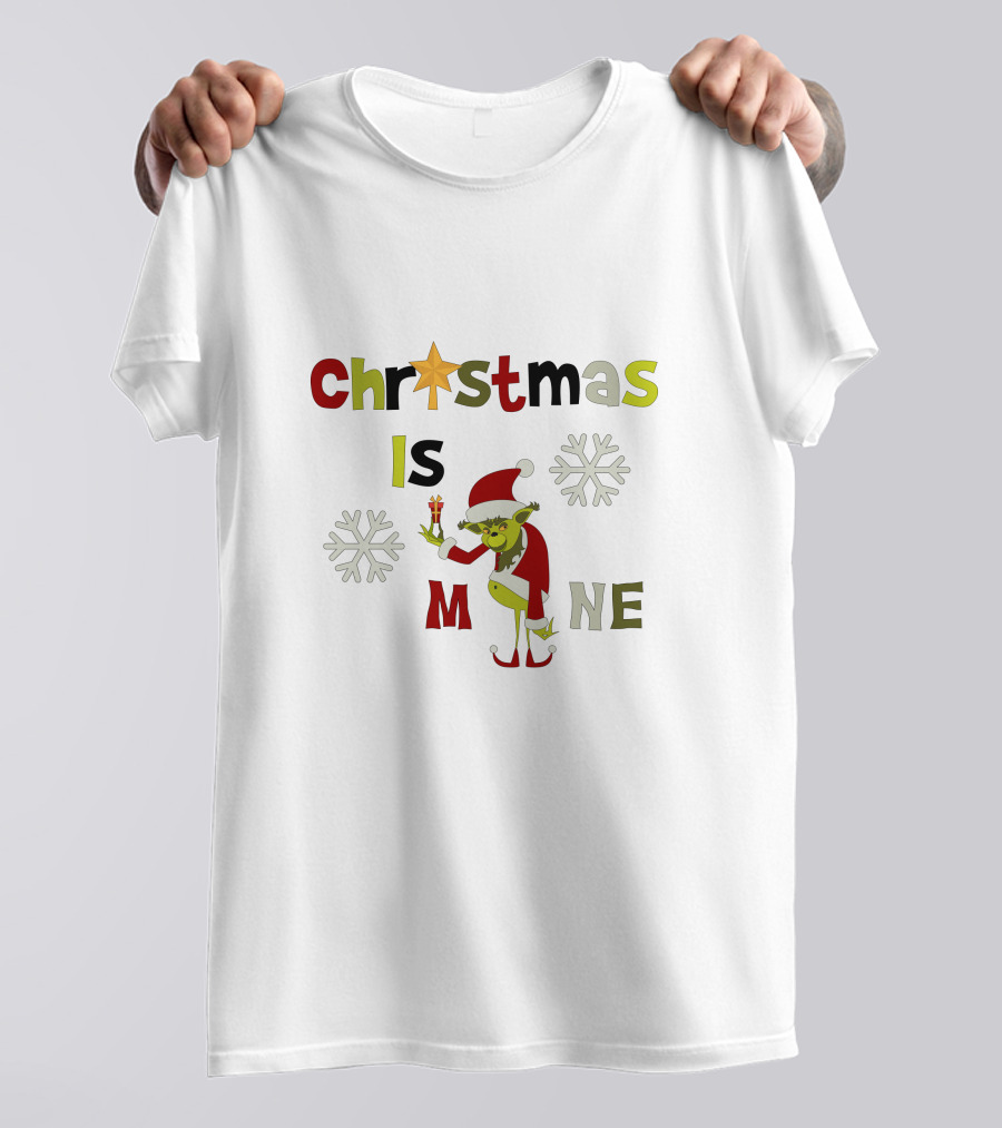 Christmas Is Mine Grinch Santa Snowflakes T-Shirt