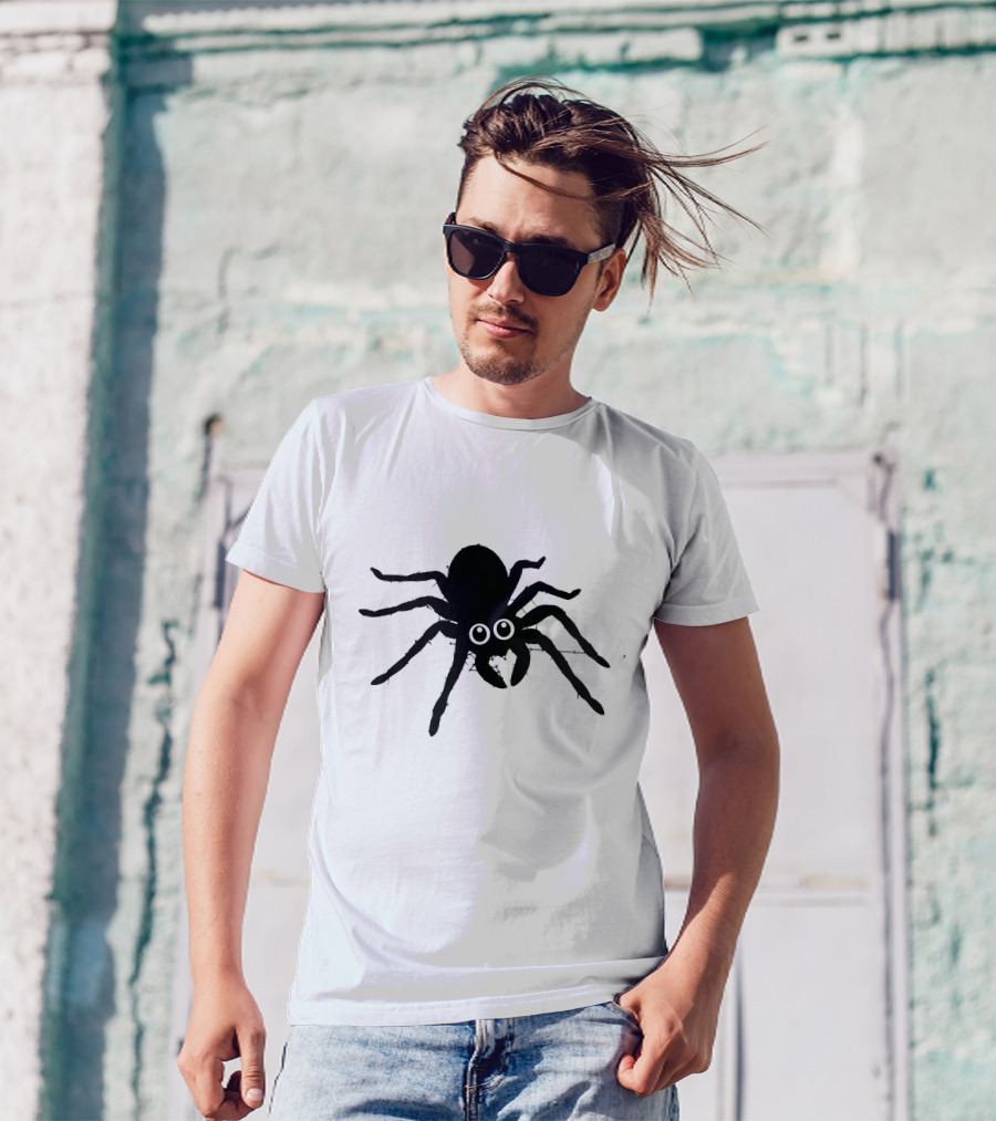 Cute Spider With Big Eyes In Web T-Shirt