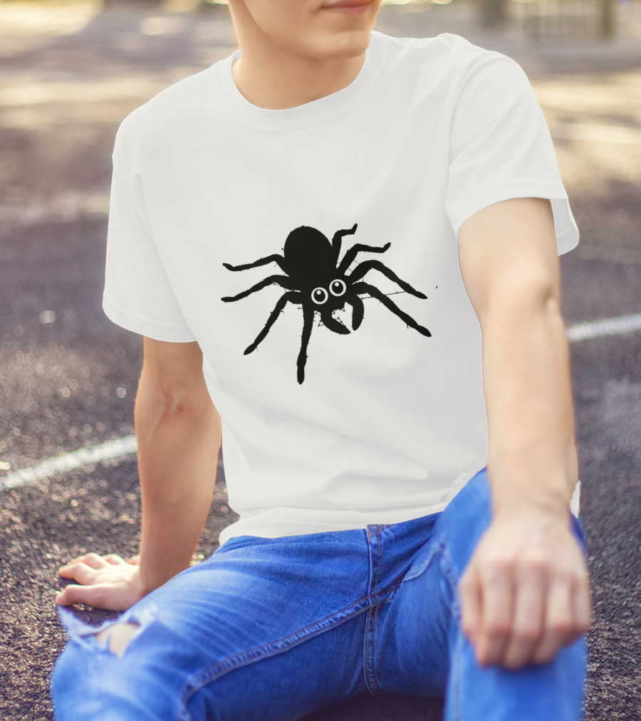 Cute Spider With Big Eyes In Web T-Shirt