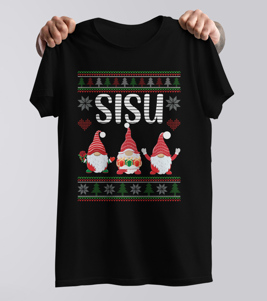 Sisu Gnomes Christmas Tree Snowflake Heart T-Shirt