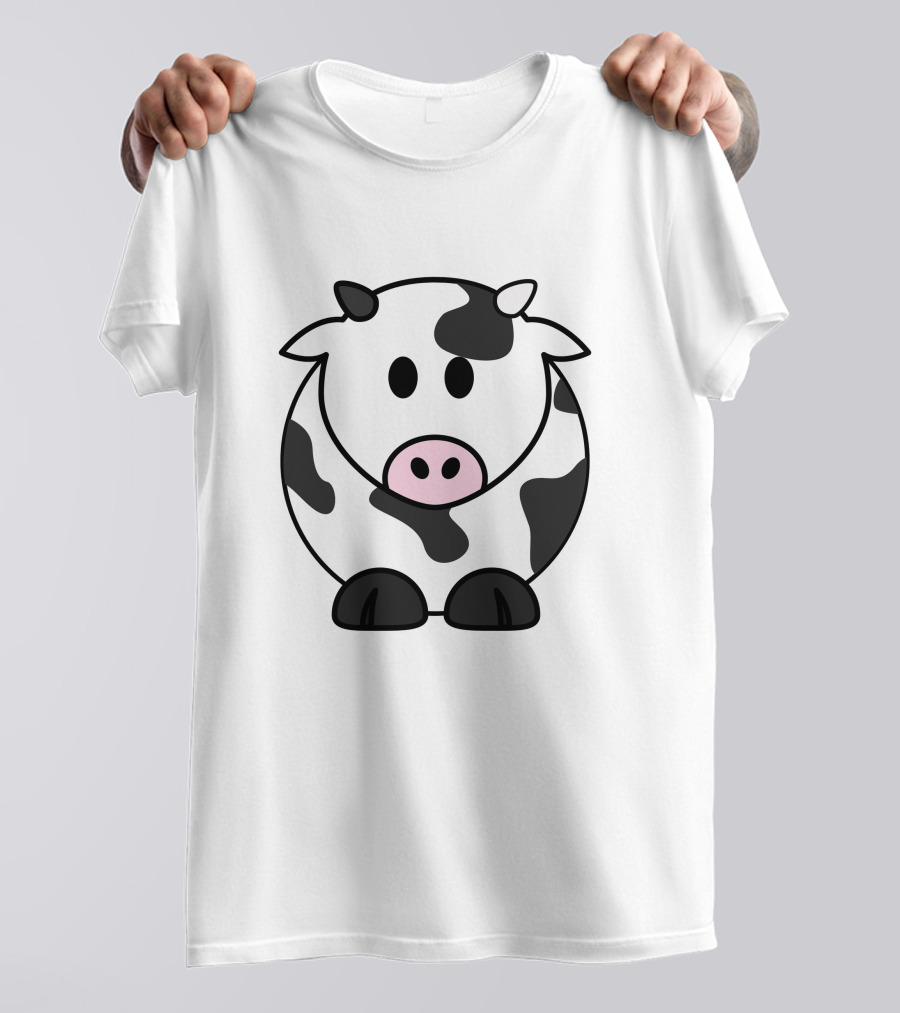 Cartoon Cow Black And White Spotted Adorable T-Shirt