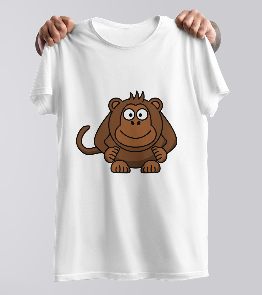 Cartoon Monkey Illustration Brown Playful Character T-Shirt