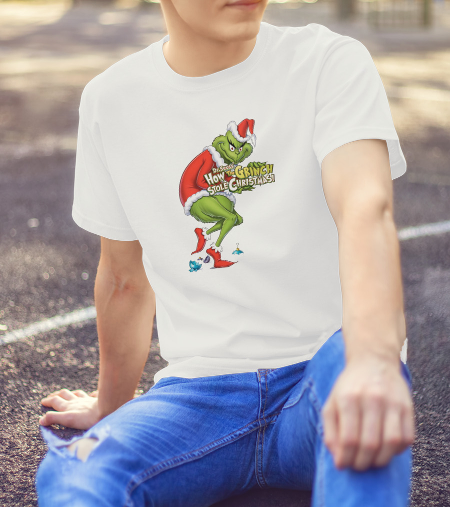 Dr Seuss How The Grinch Stole Christmas Santa Grinch Mischievous Pose T-Shirt