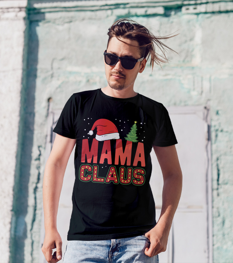 Mama Claus Christmas Santa Hat Tree T-Shirt