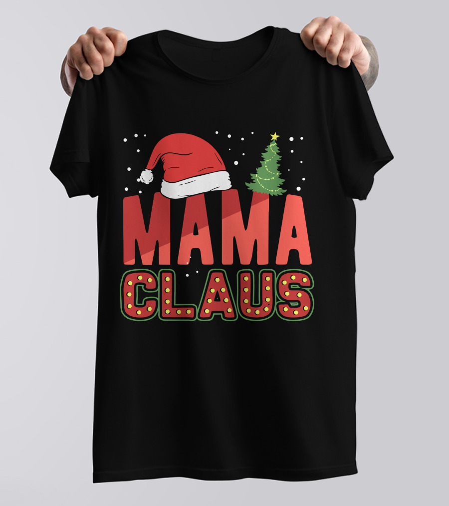 Mama Claus Christmas Santa Hat Tree T-Shirt