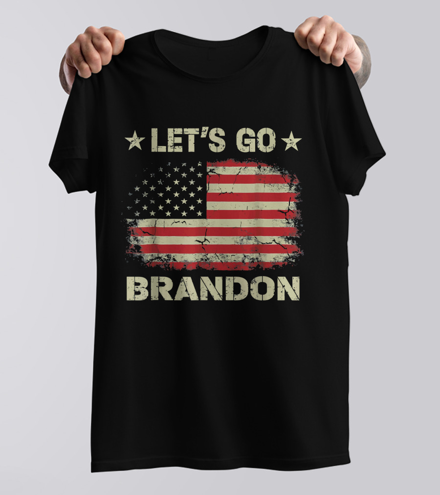 LET'S GO BRANDON American Flag Stars Distressed Patriotic Anti Liberal T-Shirt