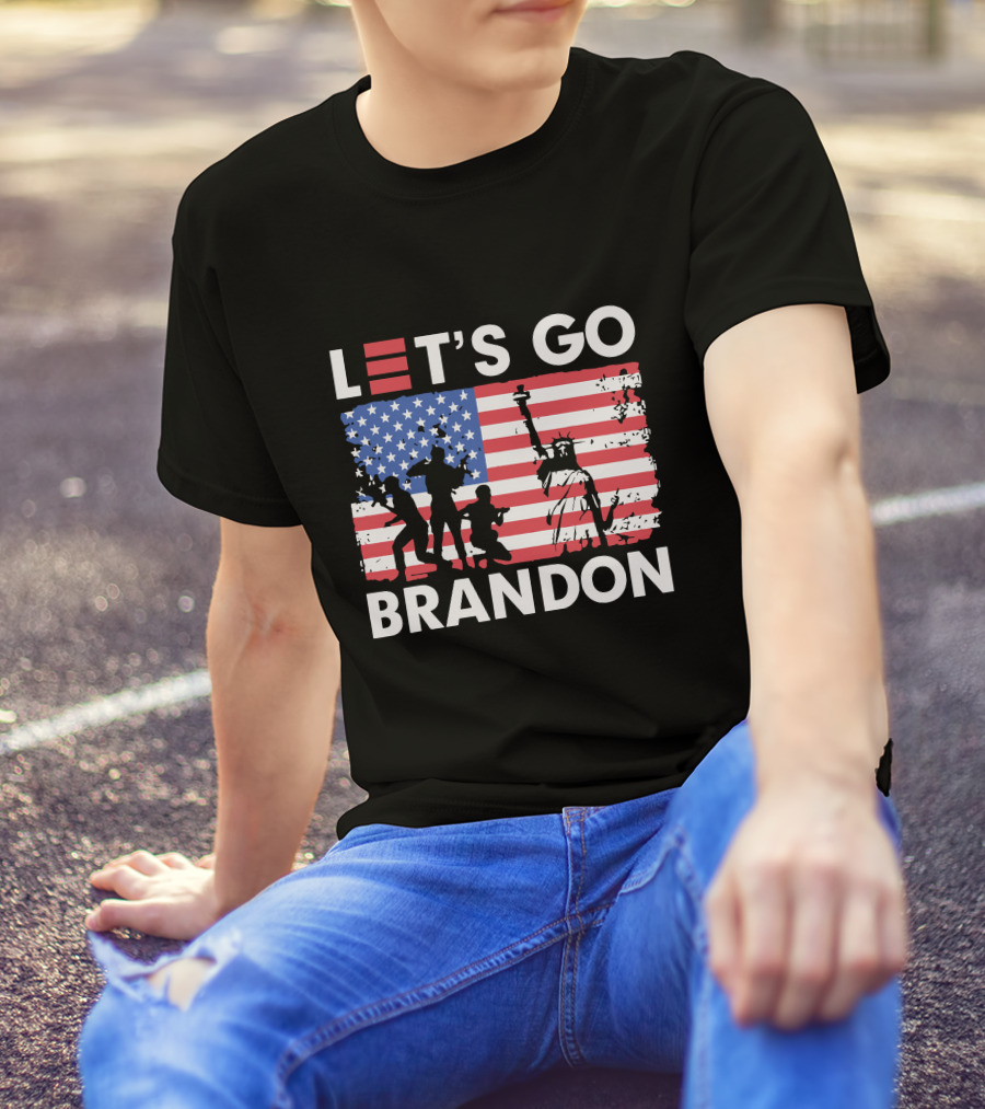 Let's Go Brandon American Flag Statue Of Liberty T-Shirt