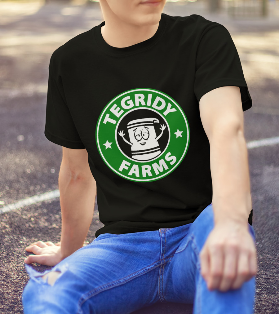 Tegridy Farms Cannabis Cup Logo With Cartoon Character And Green Circle T-Shirt
