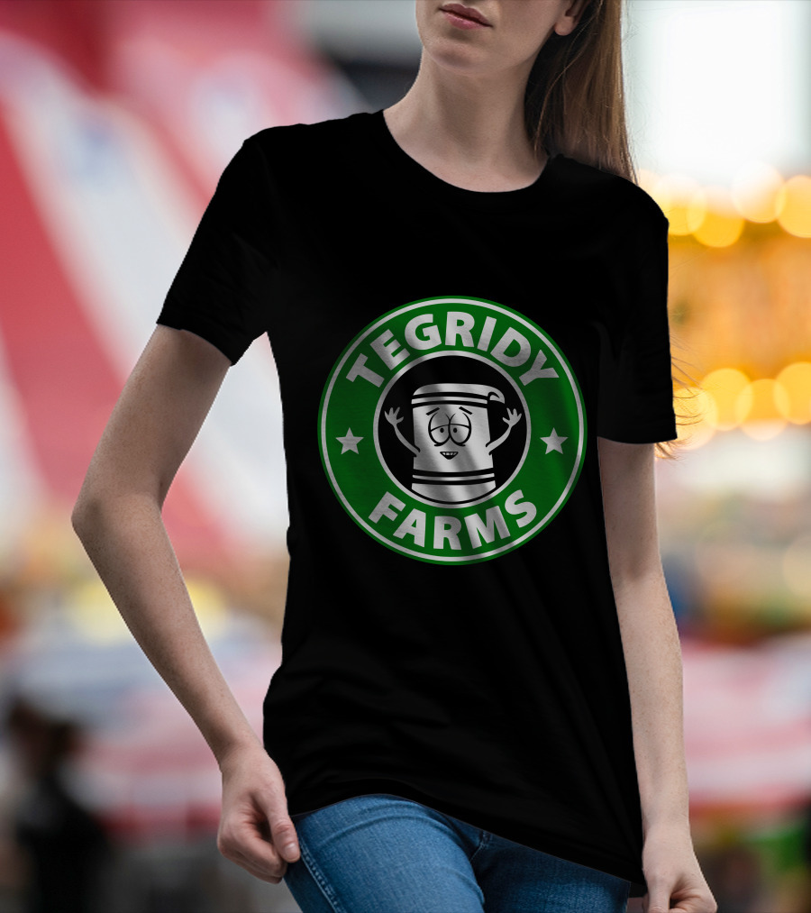 Tegridy Farms Cannabis Cup Logo With Cartoon Character And Green Circle T-Shirt