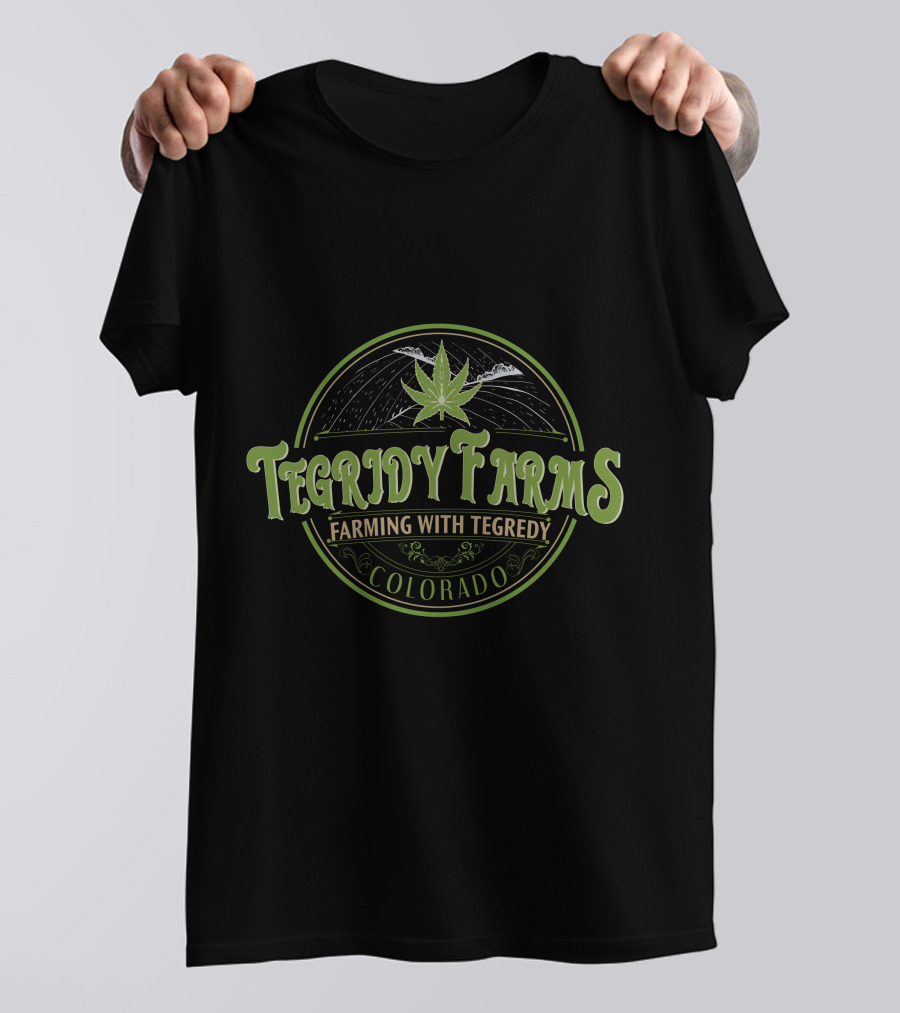 Tegridy Farms Farming With Tegridy Colorado Vintage Logo Cannabis Leaf T-Shirt