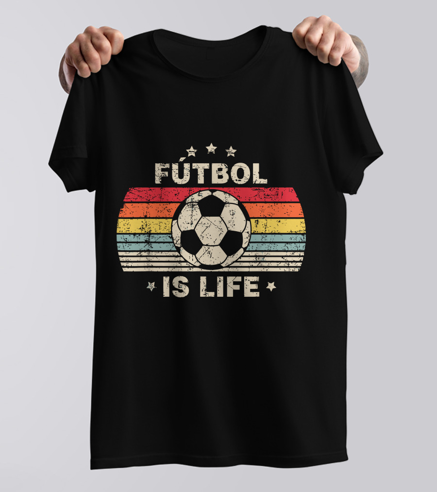 Fútbol Is Life Retro Soccer Ball Stripe Stars T-Shirt