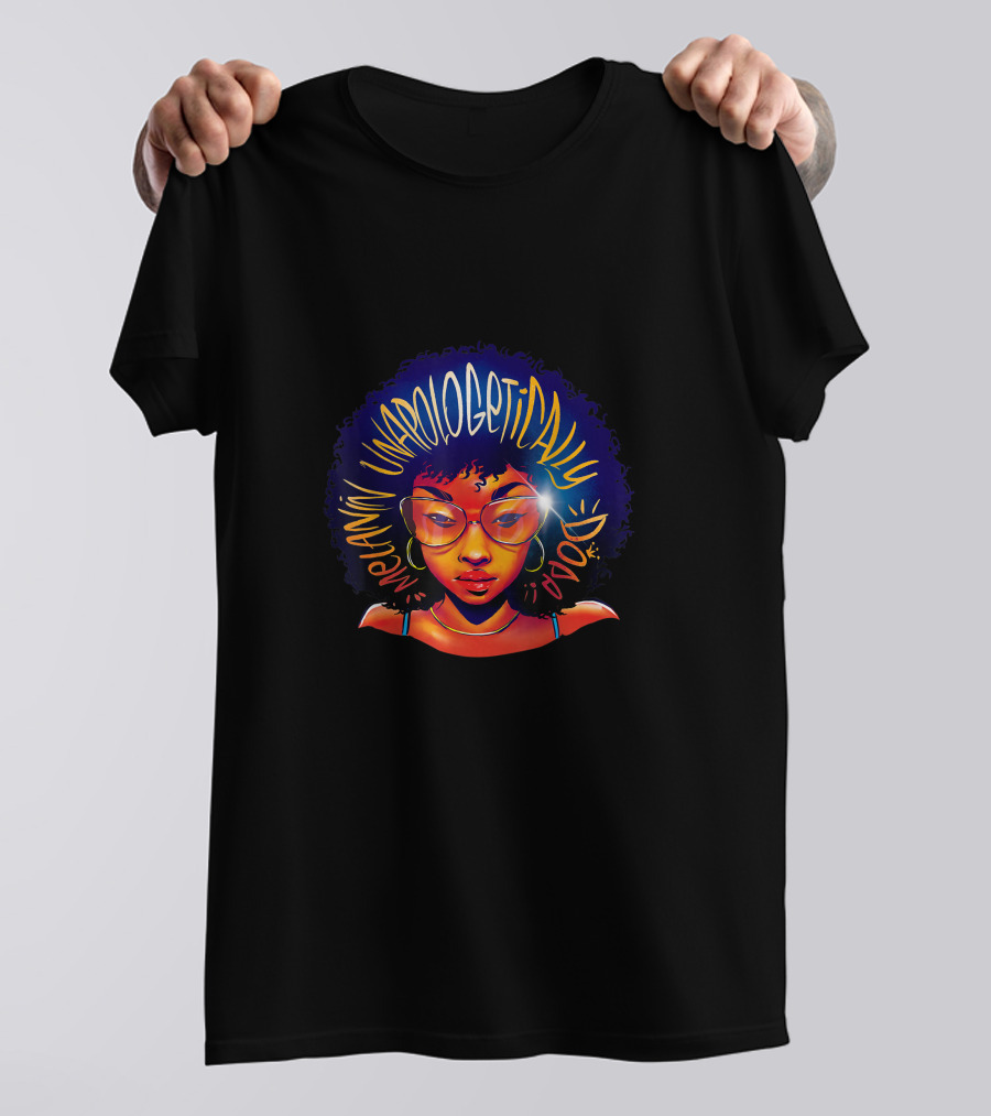 Melanin Unapologetically Dope Colorful Afro Glasses T-Shirt