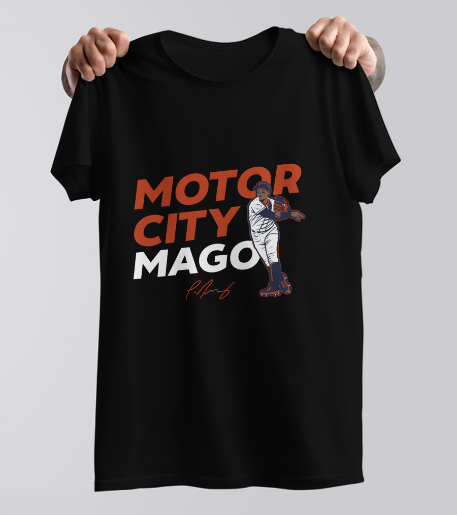 Motor City Mago Detroit Tigers Baseball Pitcher T-Shirt