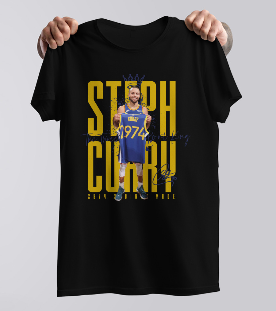 Stephan Curry 2974 Threes Made King Signature T-Shirt