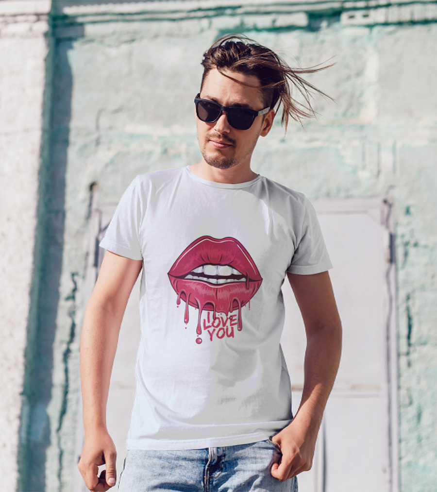 Lips Dripping Pink Love You Kiss Blood T-Shirt