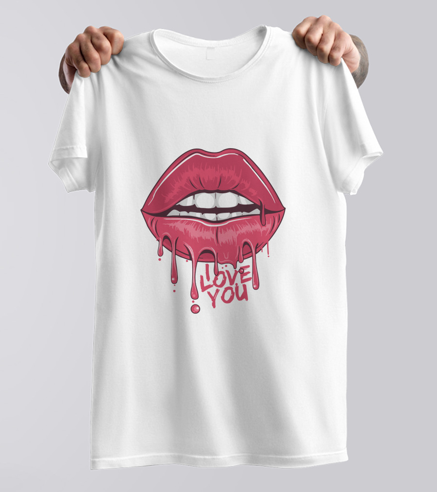 Lips Dripping Pink Love You Kiss Blood T-Shirt