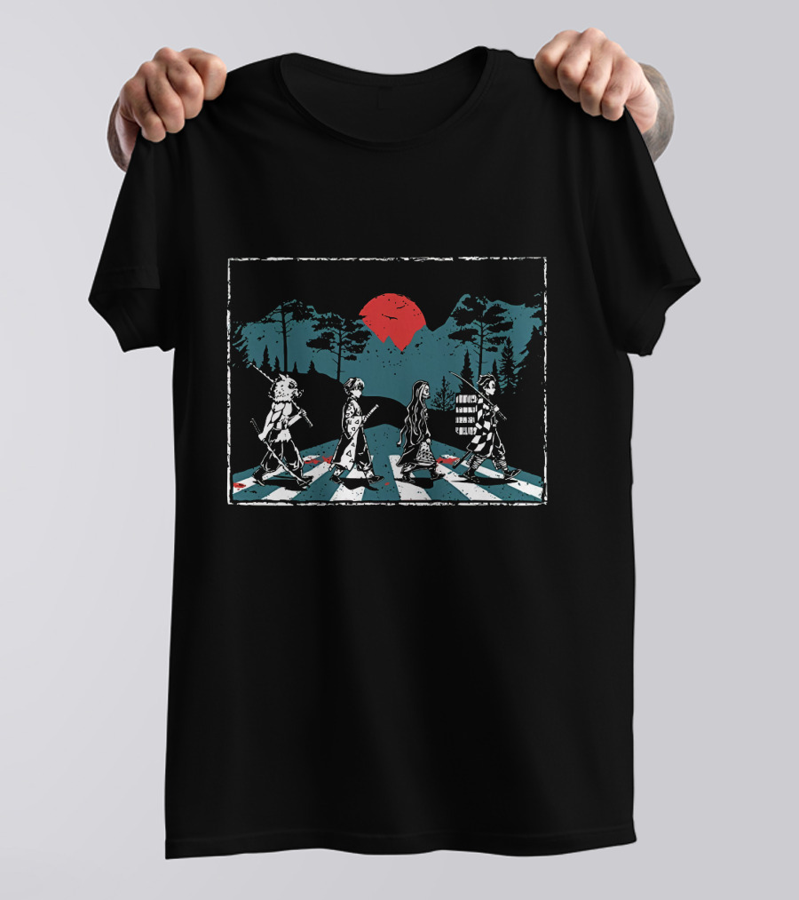 Demon Slayer Abbey Road Anime Crossover Street Crossing Montage T-Shirt