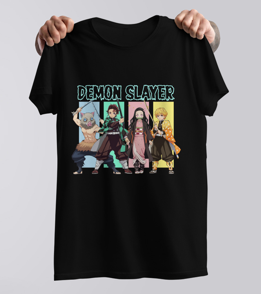 Demon Slayer Kimetsu No Yaiba Characters Tanjiro Nezuko Zenitsu Inosuke T-Shirt