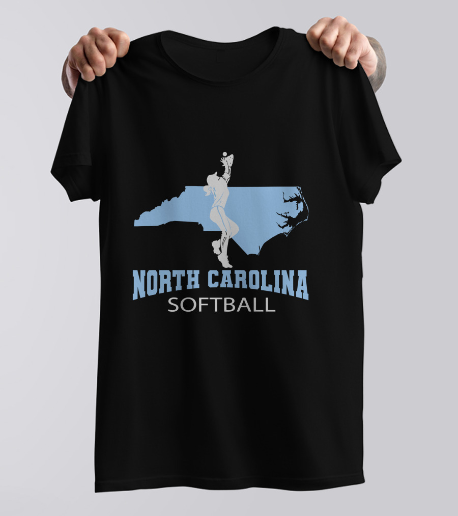 North Carolina Softball Girl Silhouette With State Map T-Shirt