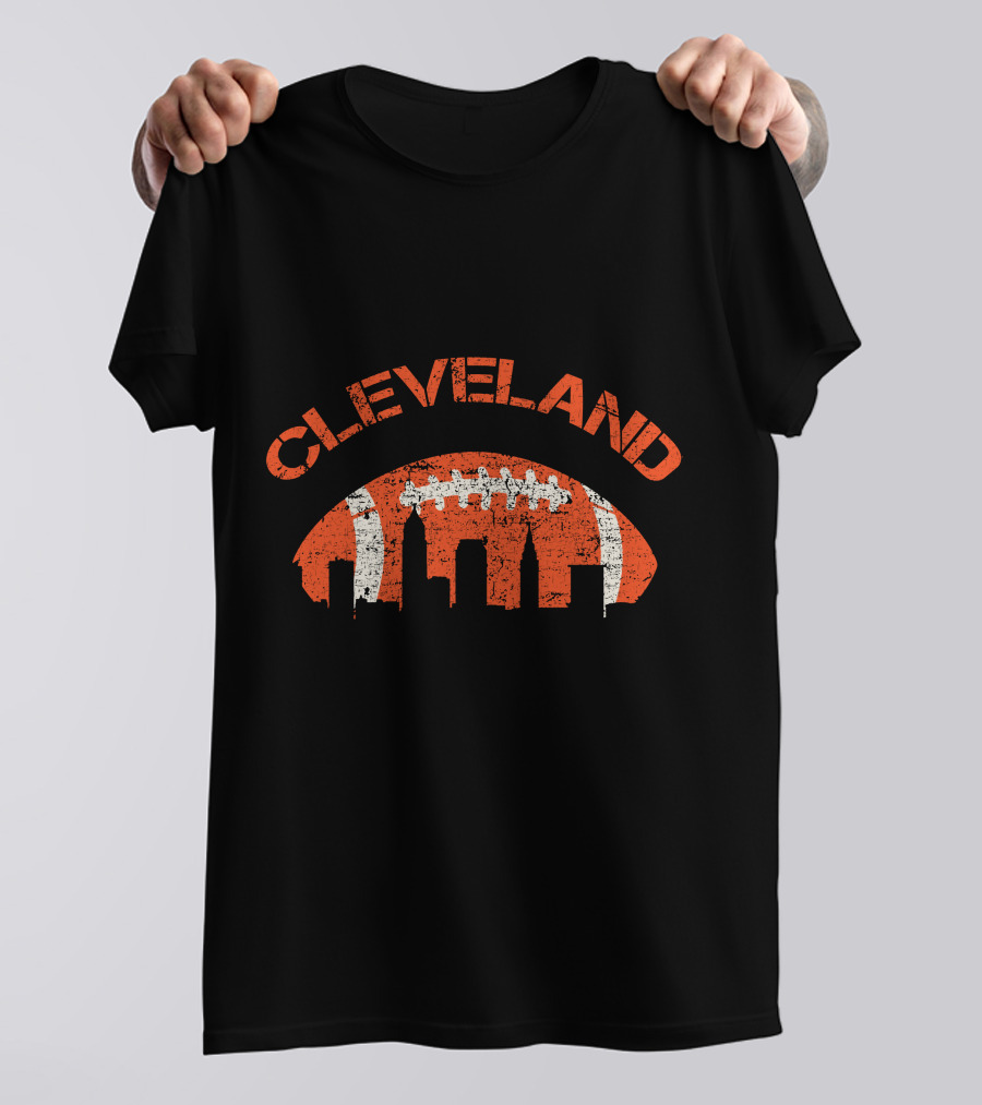 Vintage Cleveland Skyline Football T-Shirt