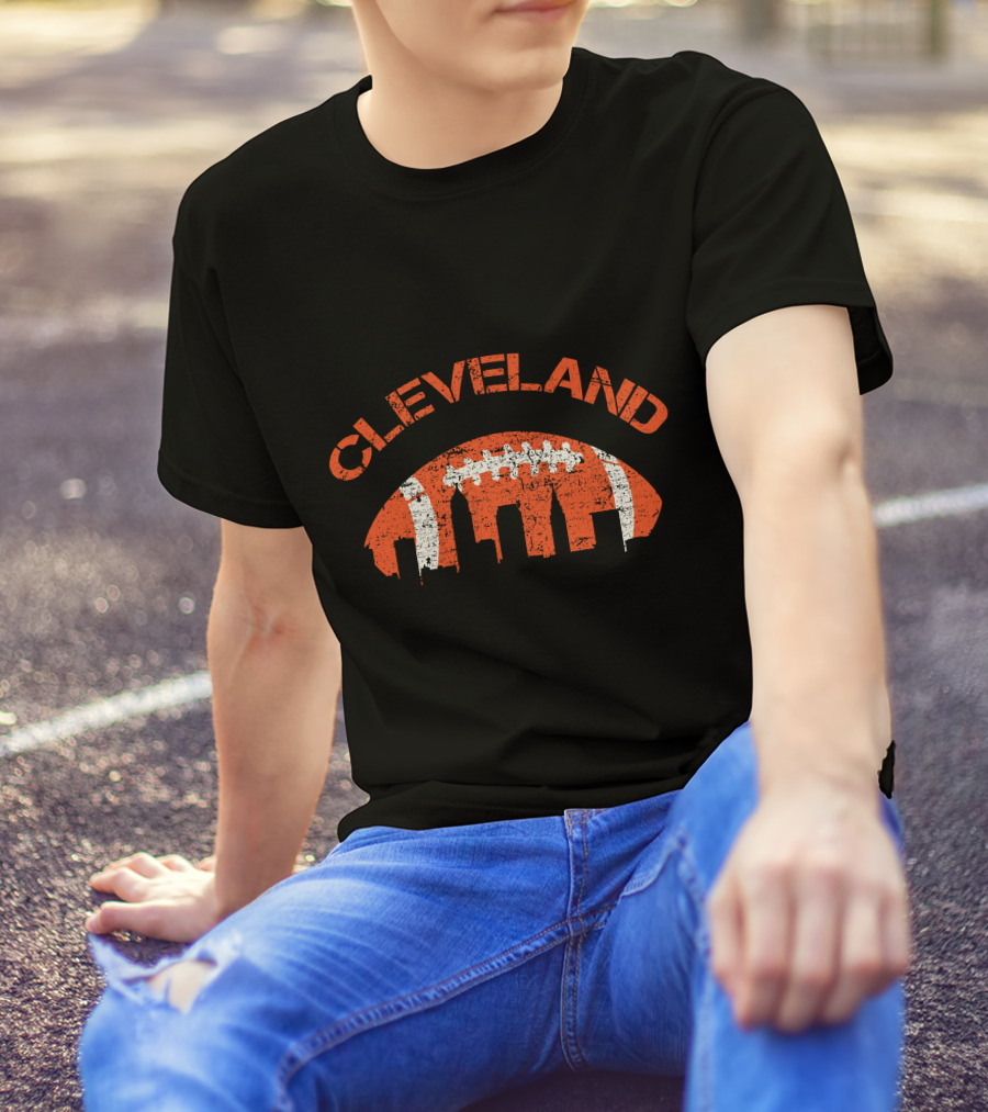 Vintage Cleveland Skyline Football T-Shirt