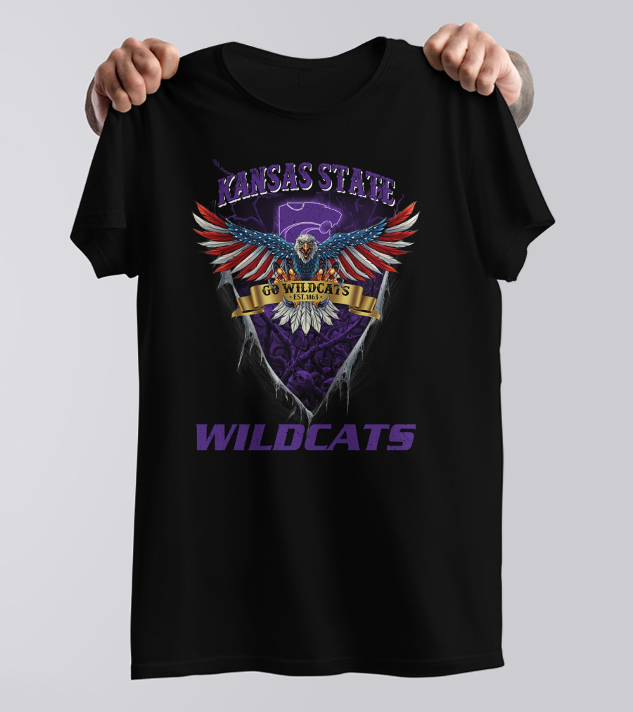 Kansas State Go Wildcats Est. 1863 Us Eagle Wildcats T-Shirt