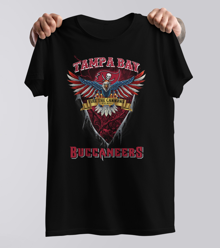 Tampa Bay Buccaneers Fire The Cannons Us Eagle Est. 1974 T-Shirt