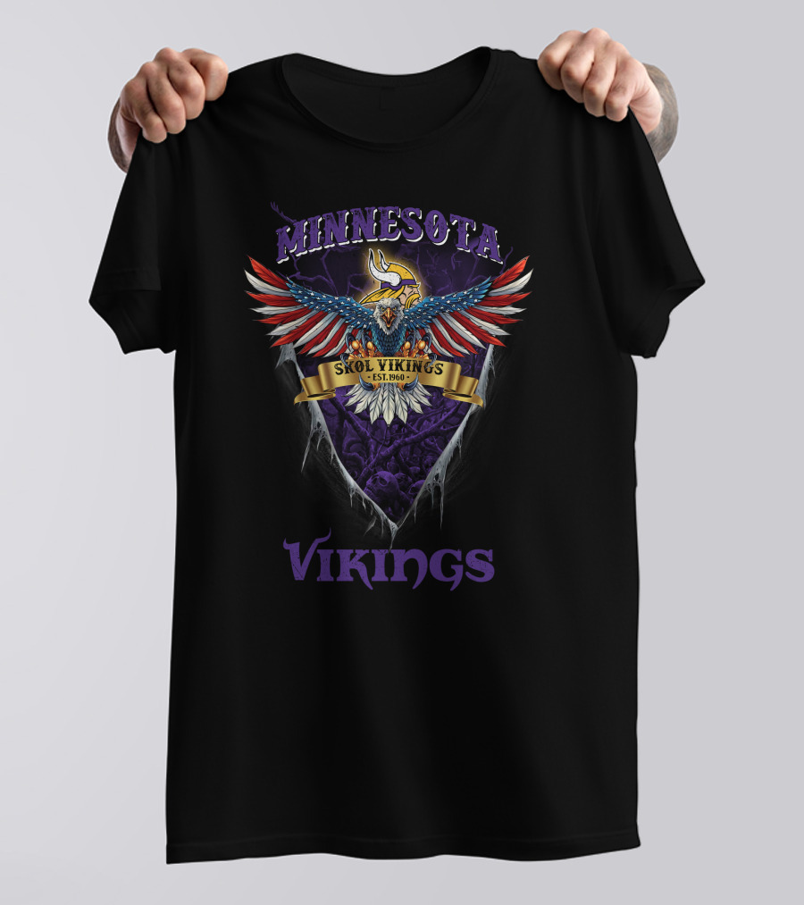 Minnesota Skol Vikings Us Eagle Est. 1960 T-Shirt