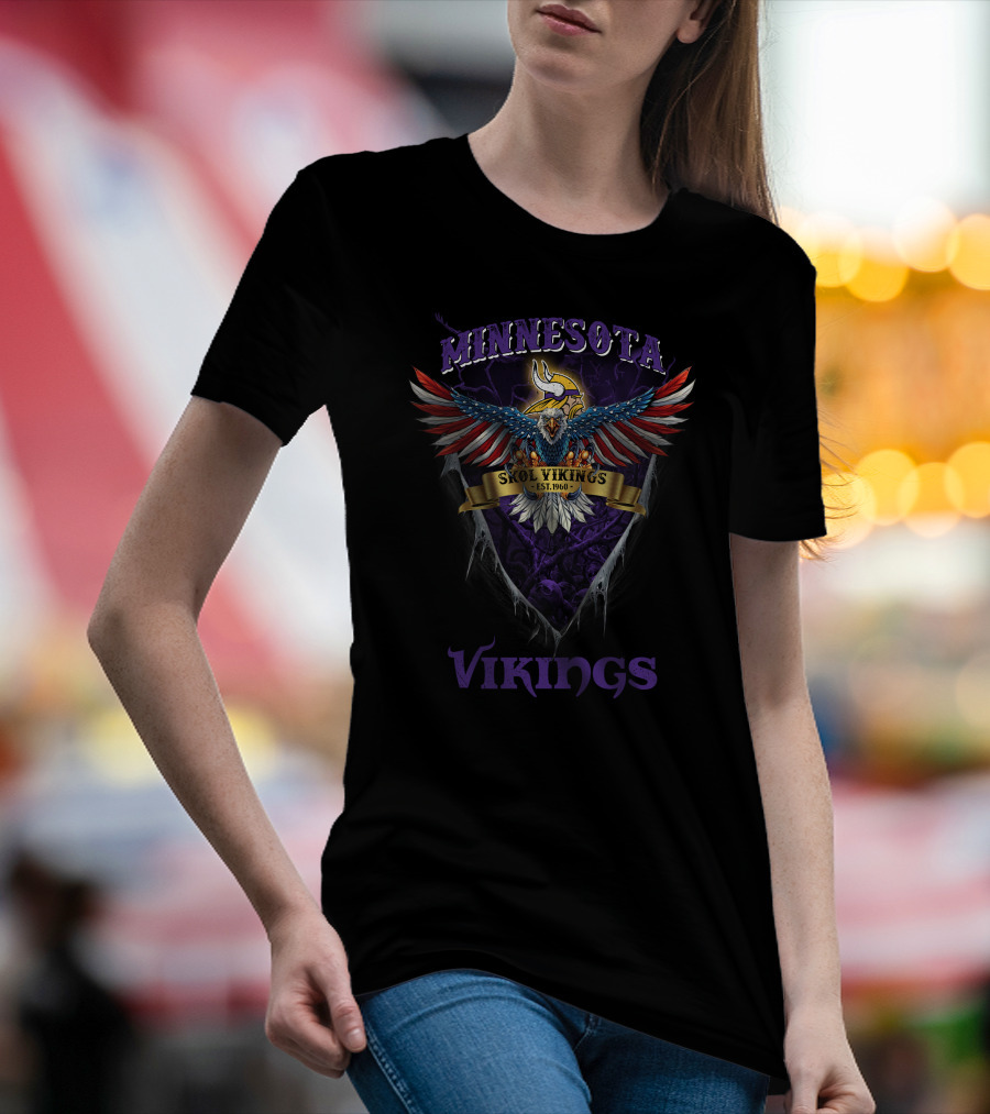 Minnesota Skol Vikings Us Eagle Est. 1960 T-Shirt