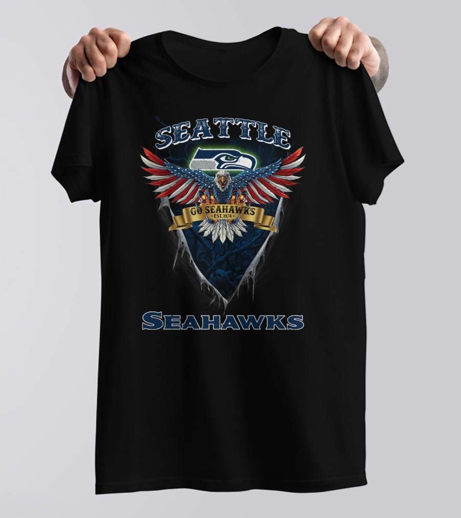 Seattle Seahawks Go Seahawks Est. 1974 Nfl Us Eagle T-Shirt