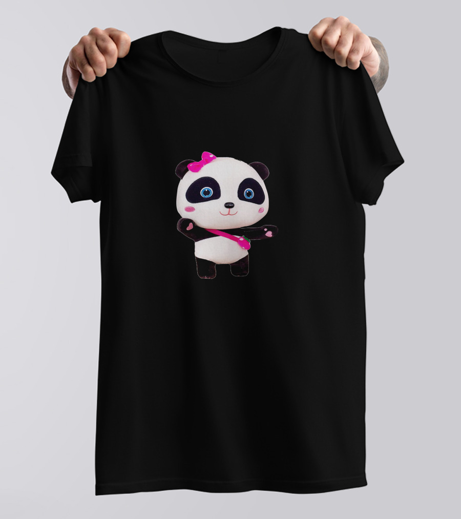Gautruc2 Panda Plush Pink Bow T-Shirt