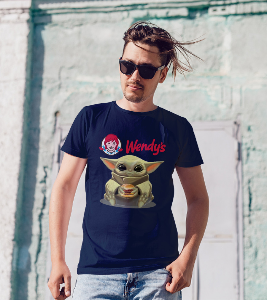 Baby Yoda Hugging Wendy's Hamburger Star Wars T-Shirt