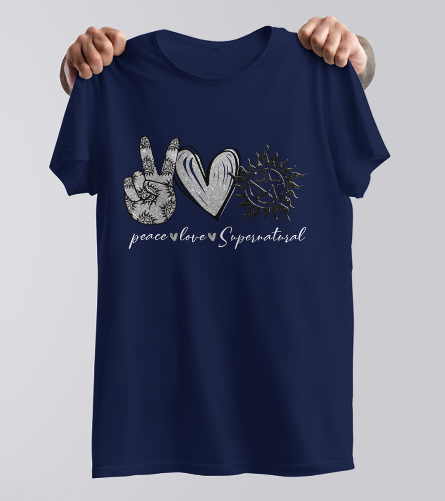 Peace Love Supernatural Oversized Plus Size Iconic Symbolic T-Shirt